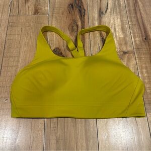 Athleta Advance High Impact Padded Sports Bra Yellow Adjustable Straps Sz 36C